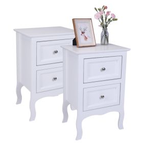 Rustic Two-tier Bedside Table - White - Large Size 2 Pieces